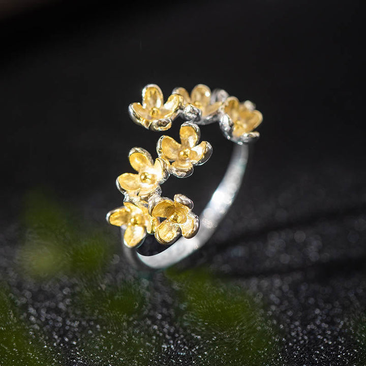 Ring 925 Silber Osmanthusblüte Golden