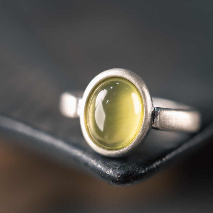 Ring 925 Silber Prehnit Citrin – Glück A Style(About 9*11mm)
