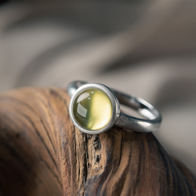 Ring 925 Silber Prehnit Citrin – Glück B Style(About 9*9mm)