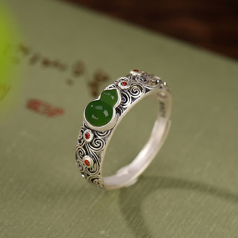 Ring 925 Silber Roter Achat Kalebasse – Segen & Glück Cyan Jade(Success♥Healing)