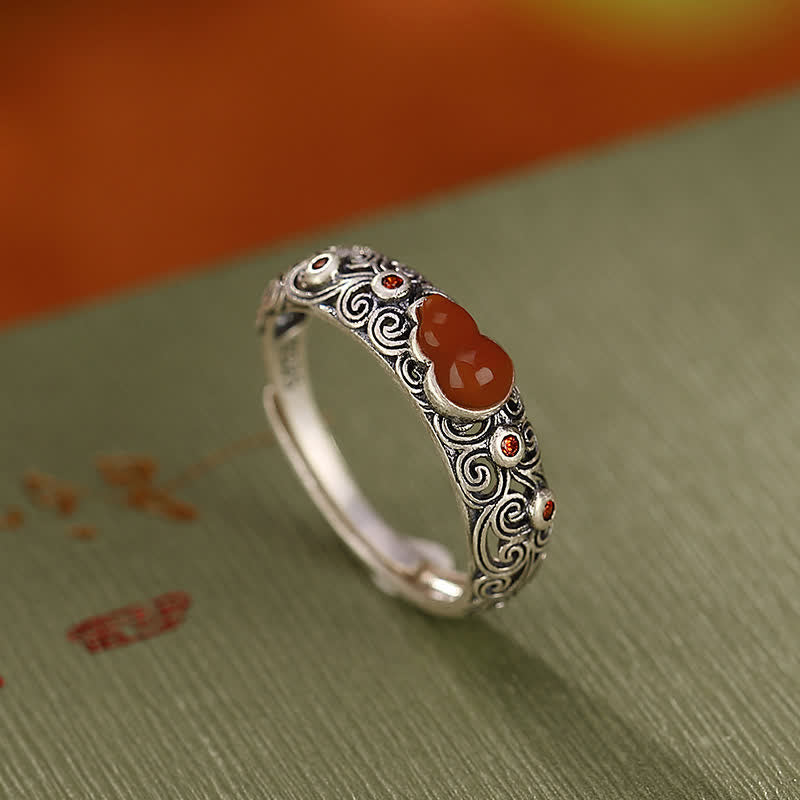 Ring 925 Silber Roter Achat Kalebasse – Segen & Glück Red Agate(Confidence♥Calm)
