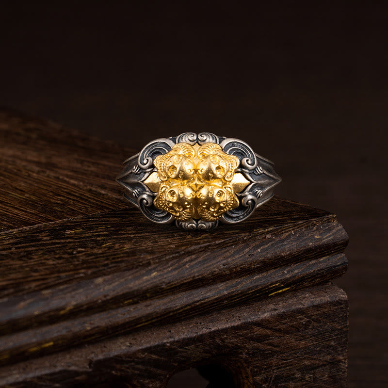 Ring 925 Silber Tibetanischer Schädel – Schutz