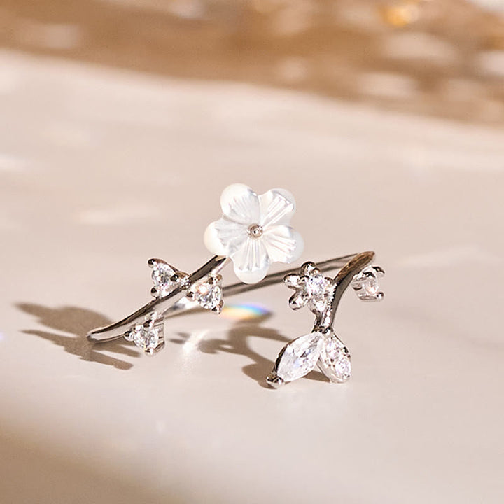 Ring 925 Silber Weiße Blume – Segen Silver