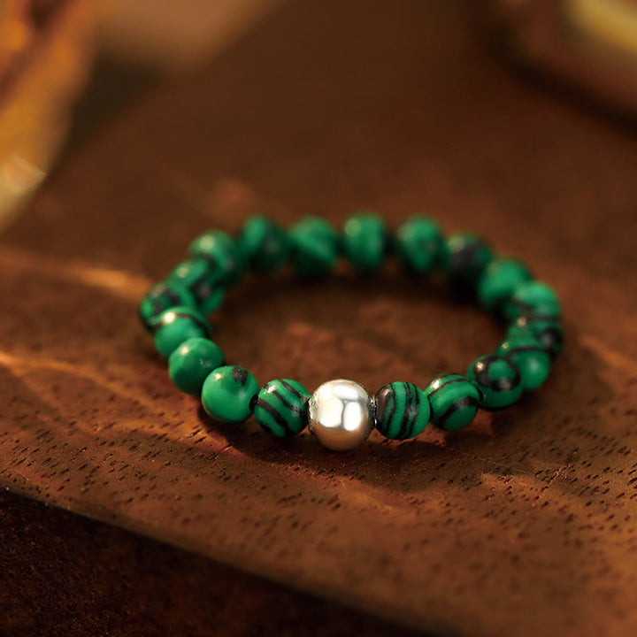 Ring 925 Silber Weiße Jade Onyx – Segen Malachite