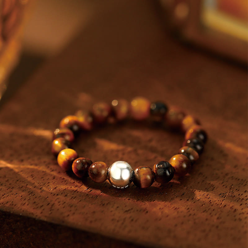 Ring 925 Silber Weiße Jade Onyx – Segen Tiger Eye