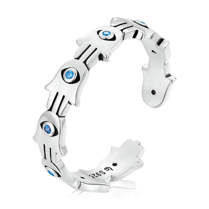 Ring 925 Silber Zirkon Hamsa