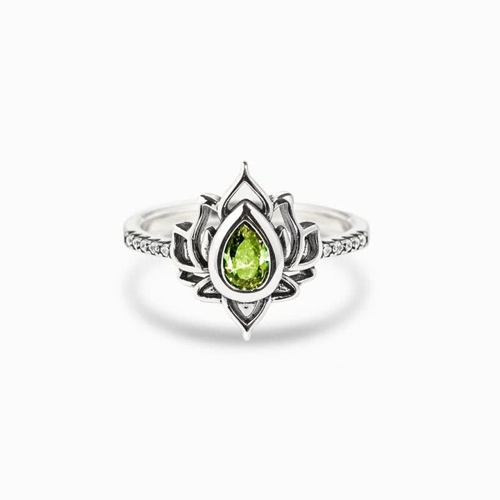 Ring 925 Silber Zirkon Lotus Grün Variante