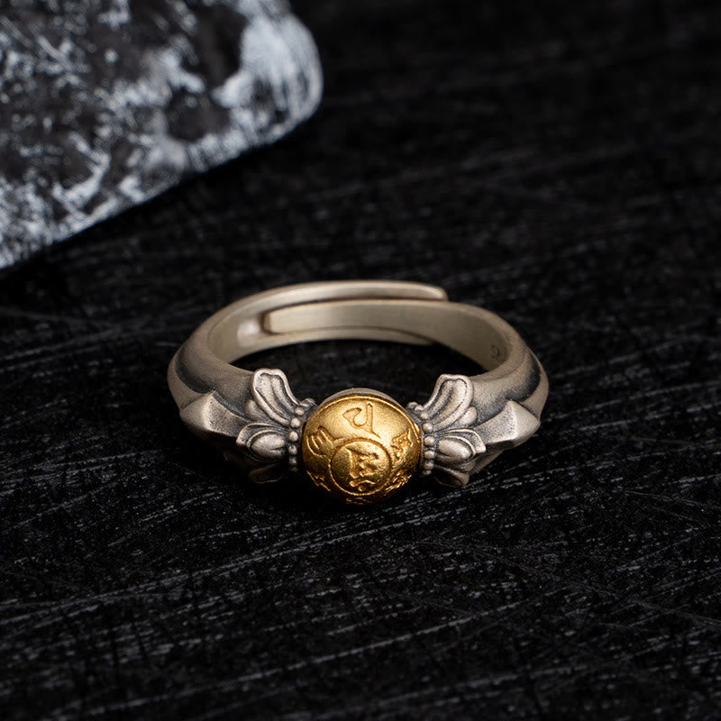 Ring 925 Silber Om Mani Padme Hum Flügel Schutz