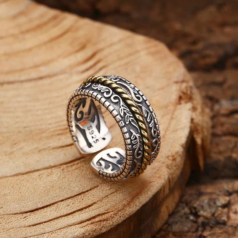 Ring 925 Silber Blume Glück mit Floral-Ornament Fengshui Schmuck
