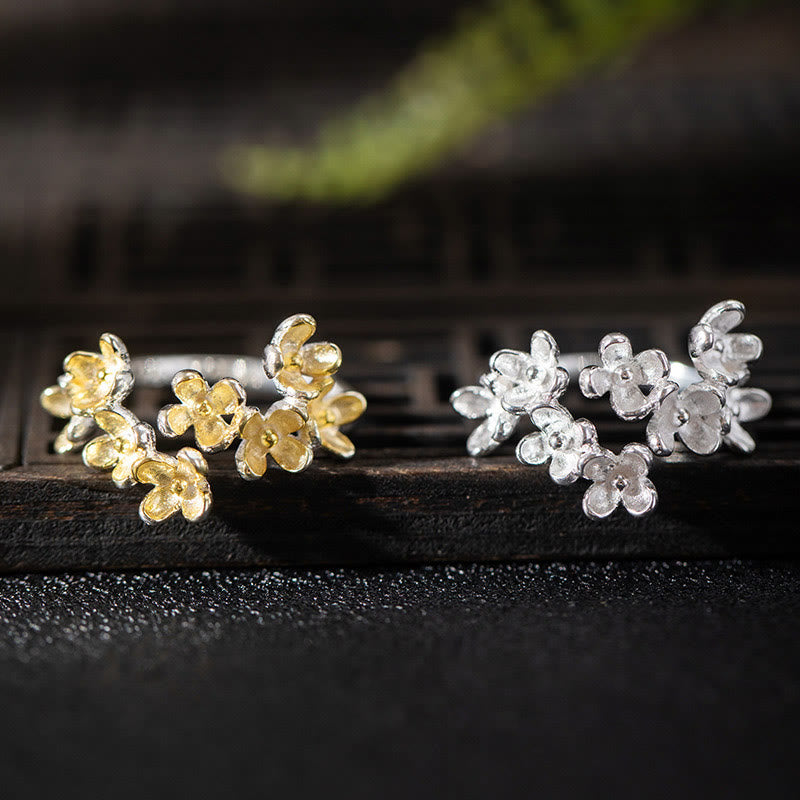 Ring 925 Silber Osmanthusblüte Blütenform goldfarben versilbert Schmuckring