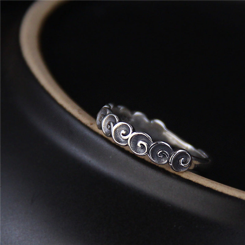 Silberring 925 mit Spiralen Glückswolken Design eleganter Fingerring