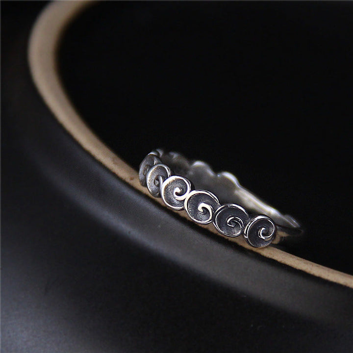 Silberring 925 mit Spiralen Glückswolken Design eleganter Fingerring