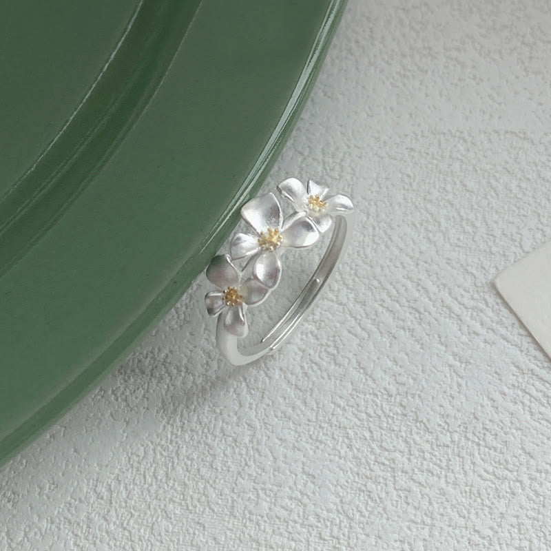 Ring 925 Silber Gardenie – Schutz elegante Blüte mit Goldelement