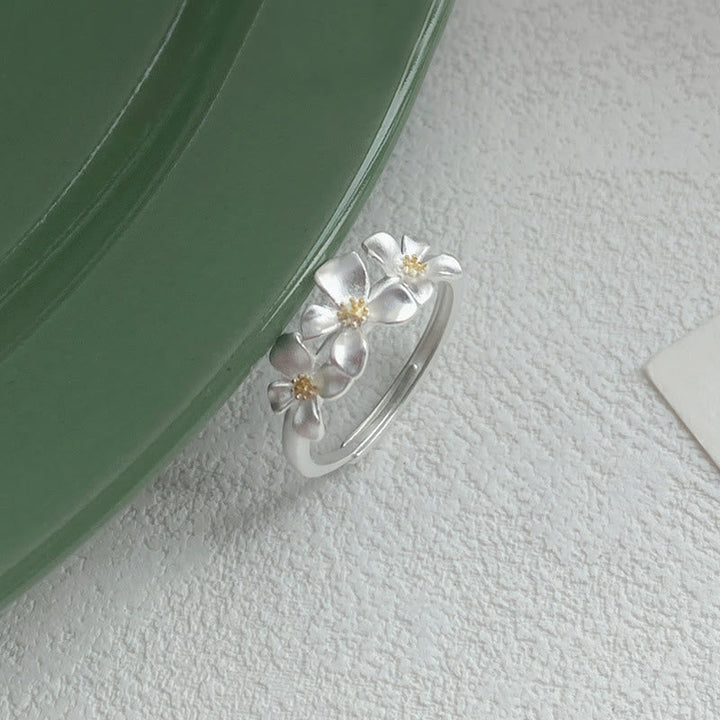 Ring 925 Silber Gardenie – Schutz elegante Blüte mit Goldelement