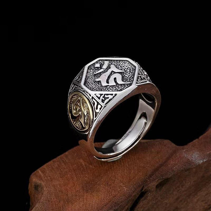Ring 925 Silber Sanskrit-Design Schutz Glück Fengshui Fingerring