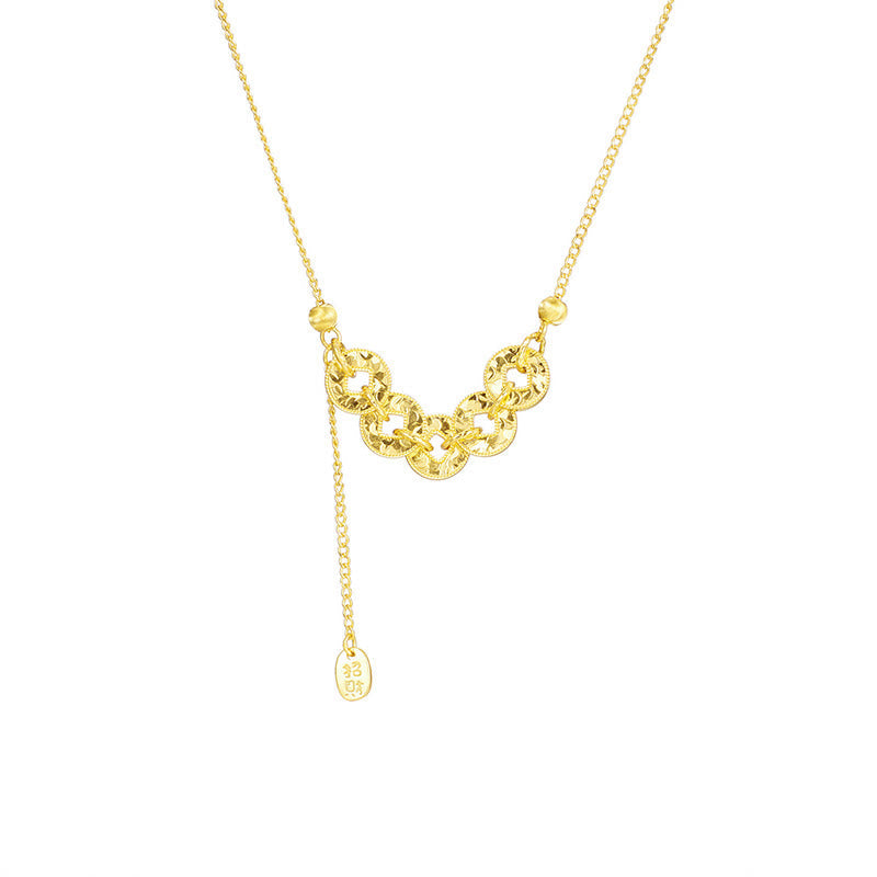 Goldene Halskette mit fünf Kaisermünzen Schutz Glück Amulett Schmuck