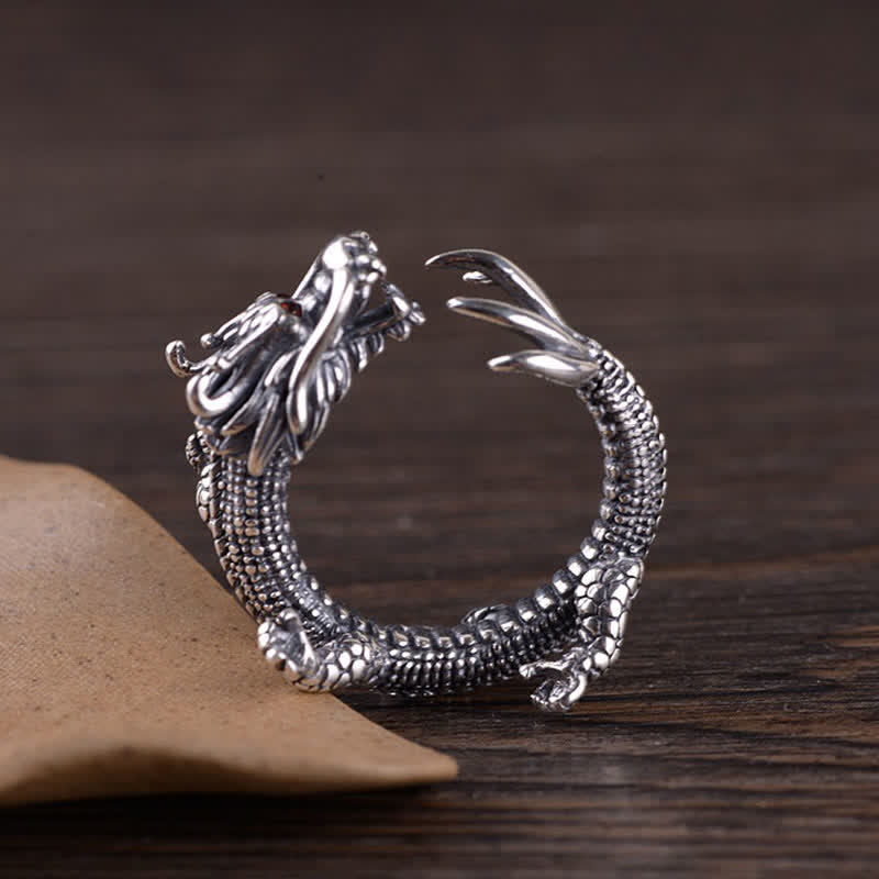 925er Silber Drachen Ring für Glück und Schutz eleganter Schmuck