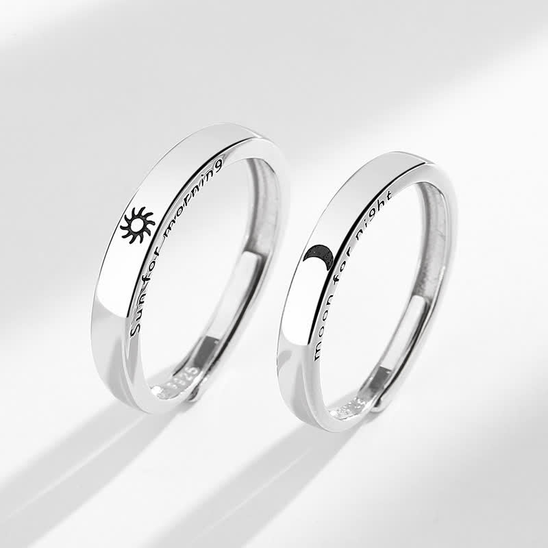 Ring 925 Silber Sonne Mond Schutz Paar Ringe mit Gravur