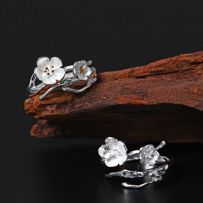 Ring 925 Silber Pflaumenblüte – Balance, eleganter Schmuck Feng Shui