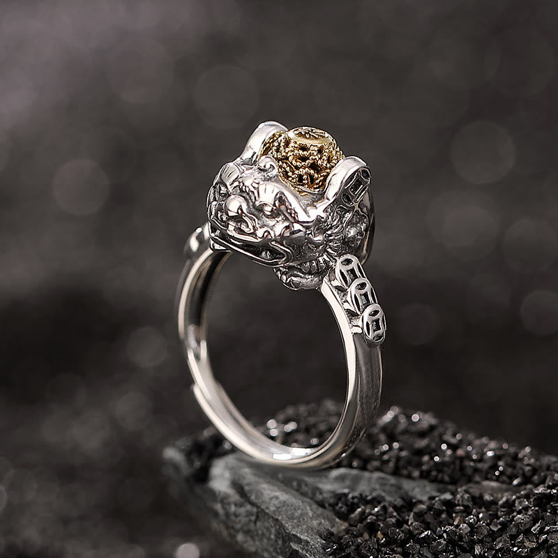Ring 925 Silber Pixiu Kupfermünze Wohlstand Reichtum Glück Fengshui