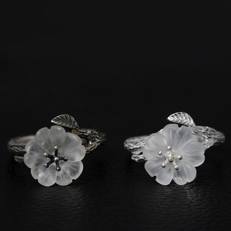 Ring 925 Silber Kristallblüte Heilung eleganter Fingerring