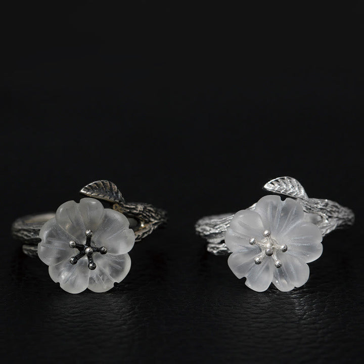 Ring 925 Silber Kristallblüte Heilung eleganter Fingerring
