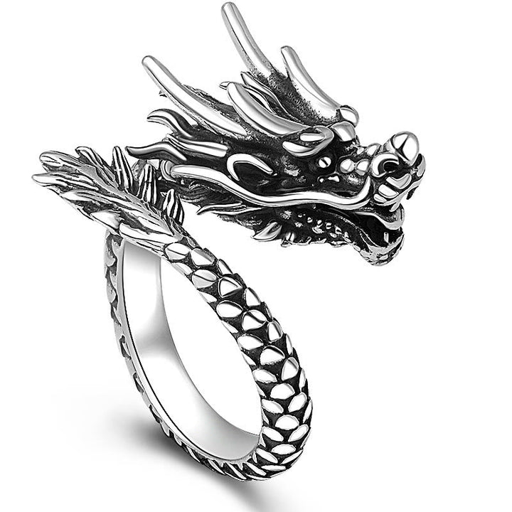 Ring 999 Silber Drachen – Glück & Schutz & Stärke Vintage Black(US7-US12 Adjustable)