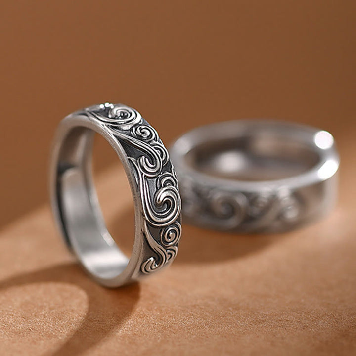 Ring 999 Silber Glückswolken – Segen mit Spiralmuster Feng Shui Glück