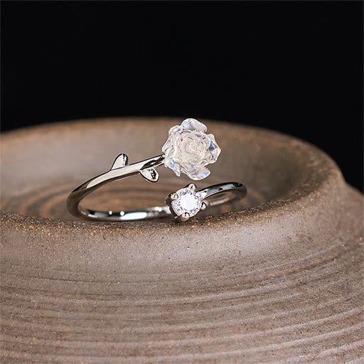 Ring 999er Silber Zirkon Blume – Schutz