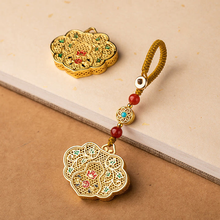 Schlüsselanhänger Fu Schloss Achat Glück Segen goldener Glücksbringer spirituell