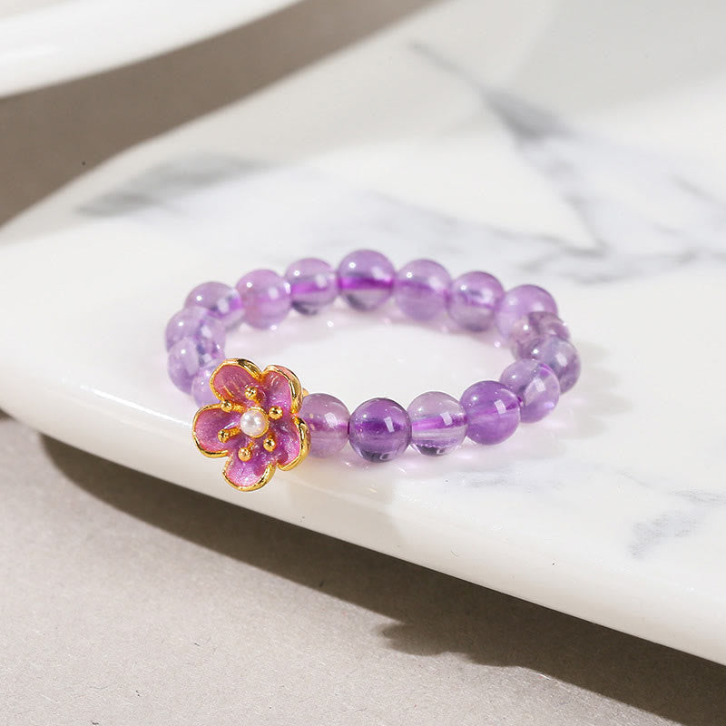Amethyst Armband Pfirsichblüte Charm Fengshui Schutz Glück Energie
