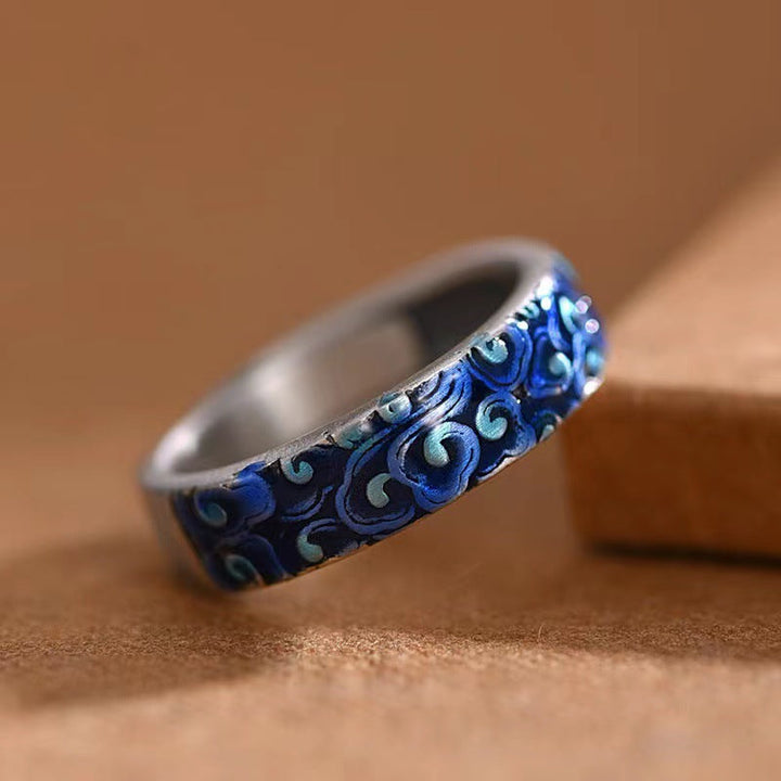 Ring Blauer Achat Glückswolke – Heilung