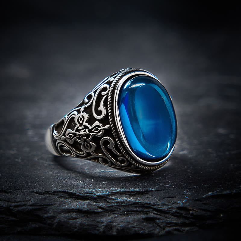Ring Blauer Chalcedon Kupfer – Positivität