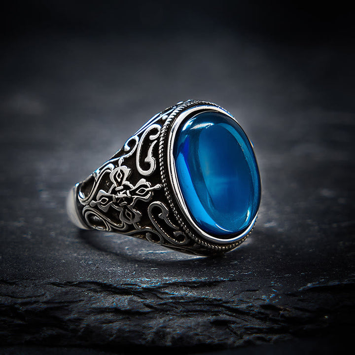 Ring Blauer Chalcedon Kupfer – Positivität