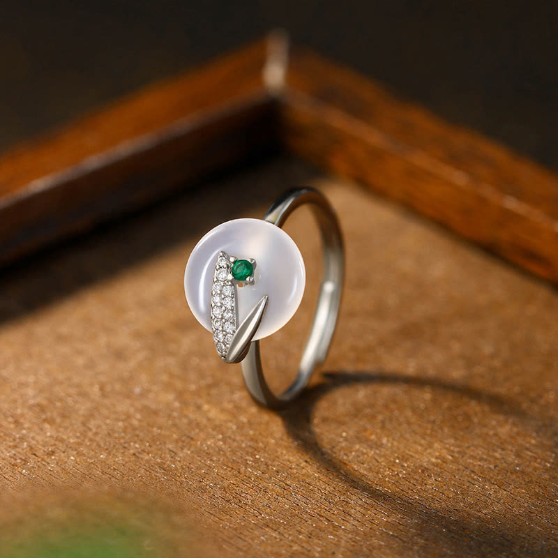 Ring Chalcedon Bambusblatt-Muster – Glück