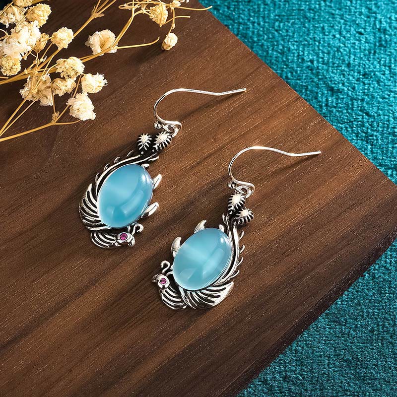 Ohrringe Chalcedon Koi Balance Vitalität Silber blau Boho Schmuck spirituell
