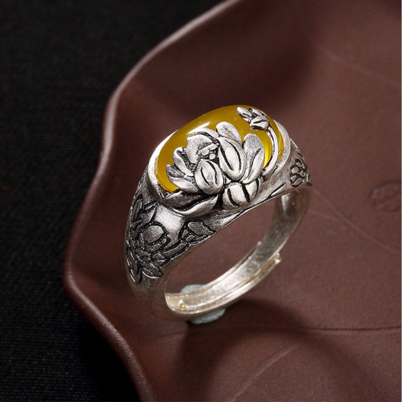 Ring Citrin Lotus – Segen & Schutz
