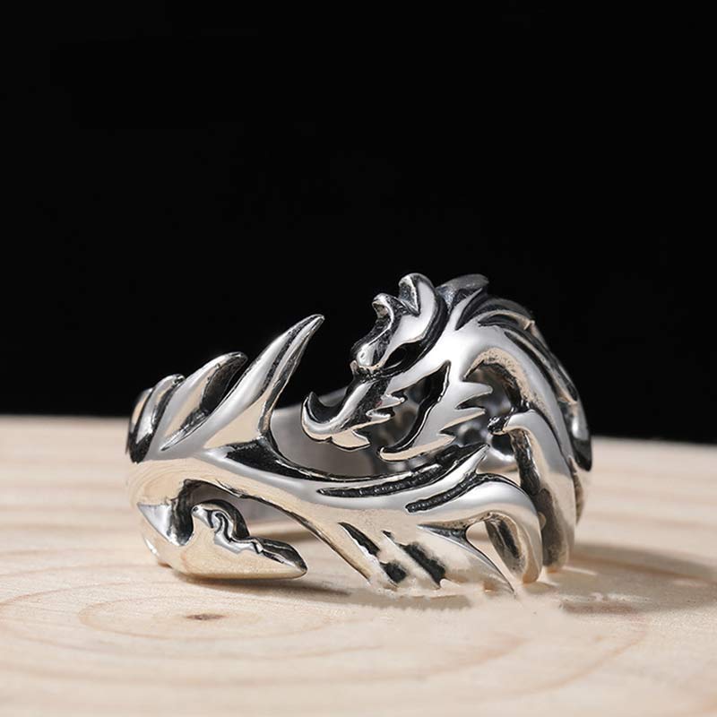 Drachen Ring Silber Fengshui Schutz Stärke Glück Schmuck Fingerring