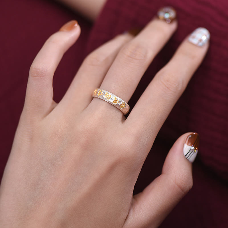 Om Mani Padme Hum 925er Silber Ring Balance Kristall Feng Shui