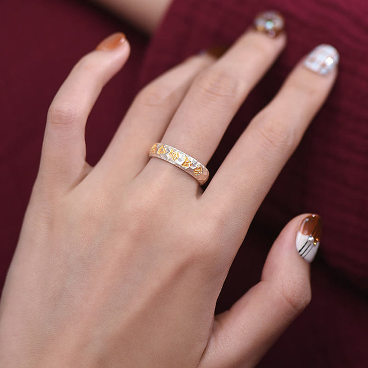 Om Mani Padme Hum 925er Silber Ring Balance Kristall Feng Shui