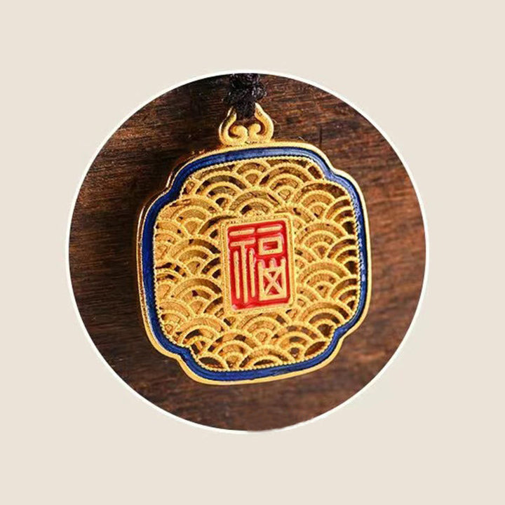 Schlüsselanhänger Fu Ruyi Glücksbringer goldener Anhänger chinesisches Schriftzeichen spirituell