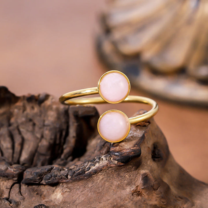 Ring Titanstahl mit rosa Stein Balance Ruhe eleganter Fingerring Harmonie