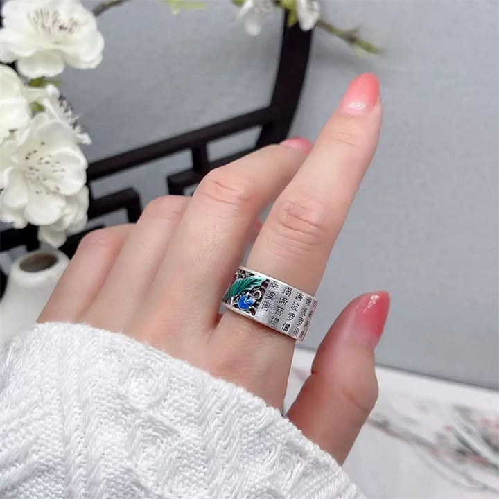 Kupfer Ring mit Lotus Herzsutra Gravur Glück Schutz Feng Shui