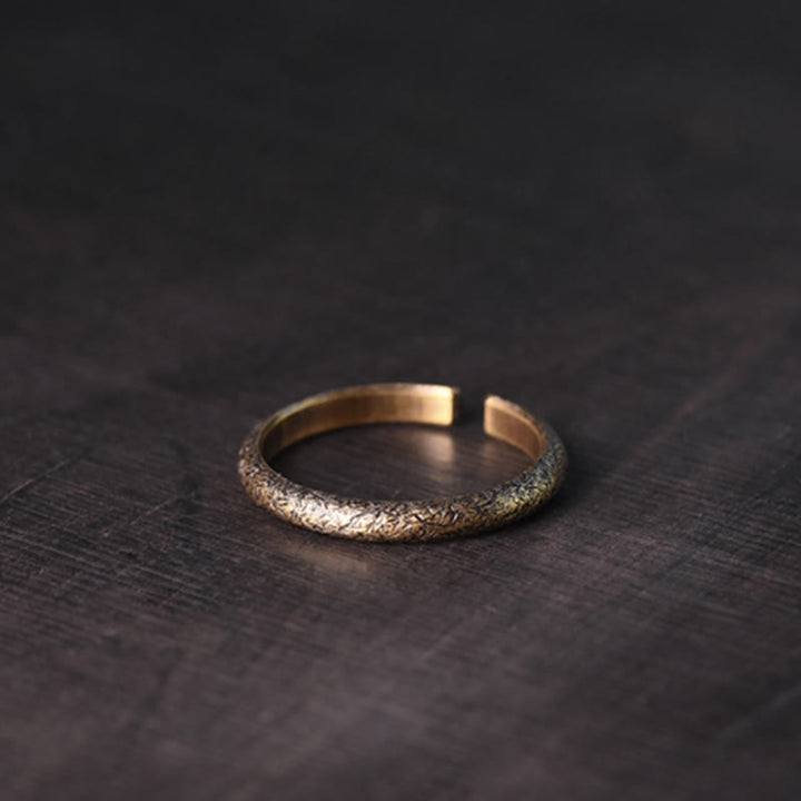 Tibetischer Kupfer Ring mit Textur offenes Design Glück Fengshui