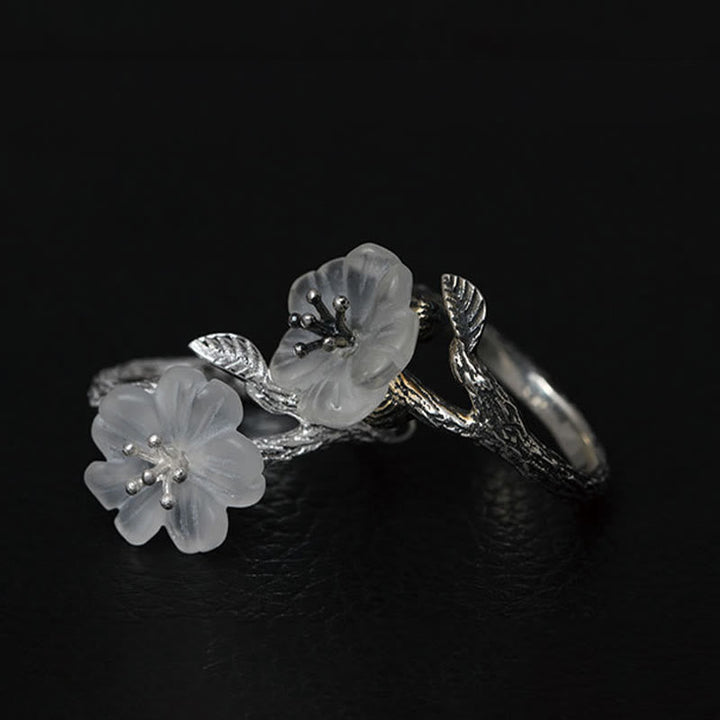 Ring 925 Silber Kristallblüte – Heilung Blütenmotiv Schmuck elegant