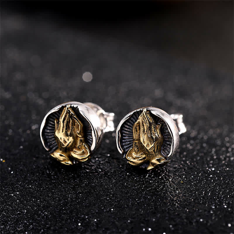 Namaste Ohrringe Sterlingsilber betende Hände Boho Schmuck spirituell Ohrstecker