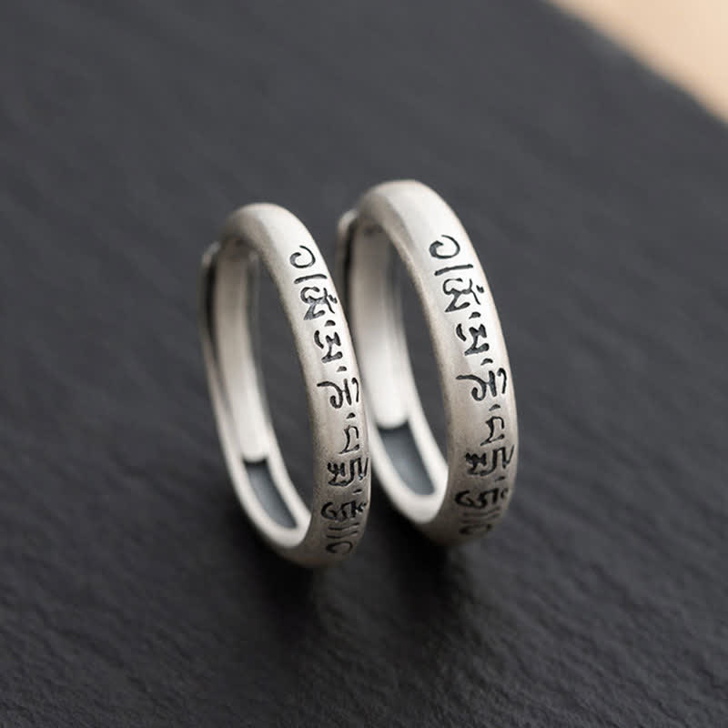 Ring 925 Silber Om Mani Padme Hum Liebe Frieden tibetisches Mantra Schmuck