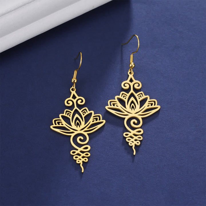 Ohrringe Edelstahl Lotus gold Boho Schmuck spirituell Ohrhänger filigran