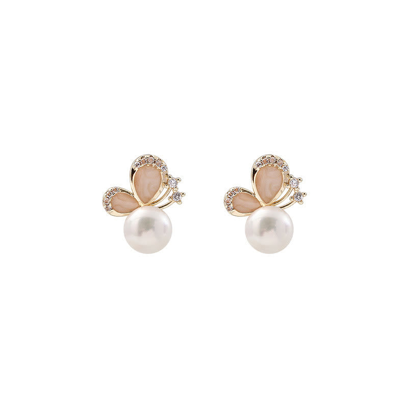 Ohrringe Perle Schmetterling Liebe Freiheit gold zart Schmuck elegant