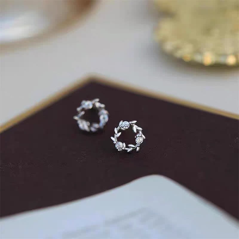 Ohrringe Kupfer Silber Blumenkranz Zirkonia filigran Boho Schmuck Ohrstecker
